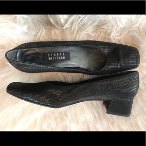 Stuart Weitzman Black Squared Heels 8AA Worn Once